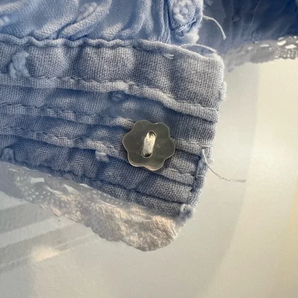 Eileen West Blue Swiss Dot Button Down Cotton Nightgown Womens Small Cottage - Picture 8 of 11